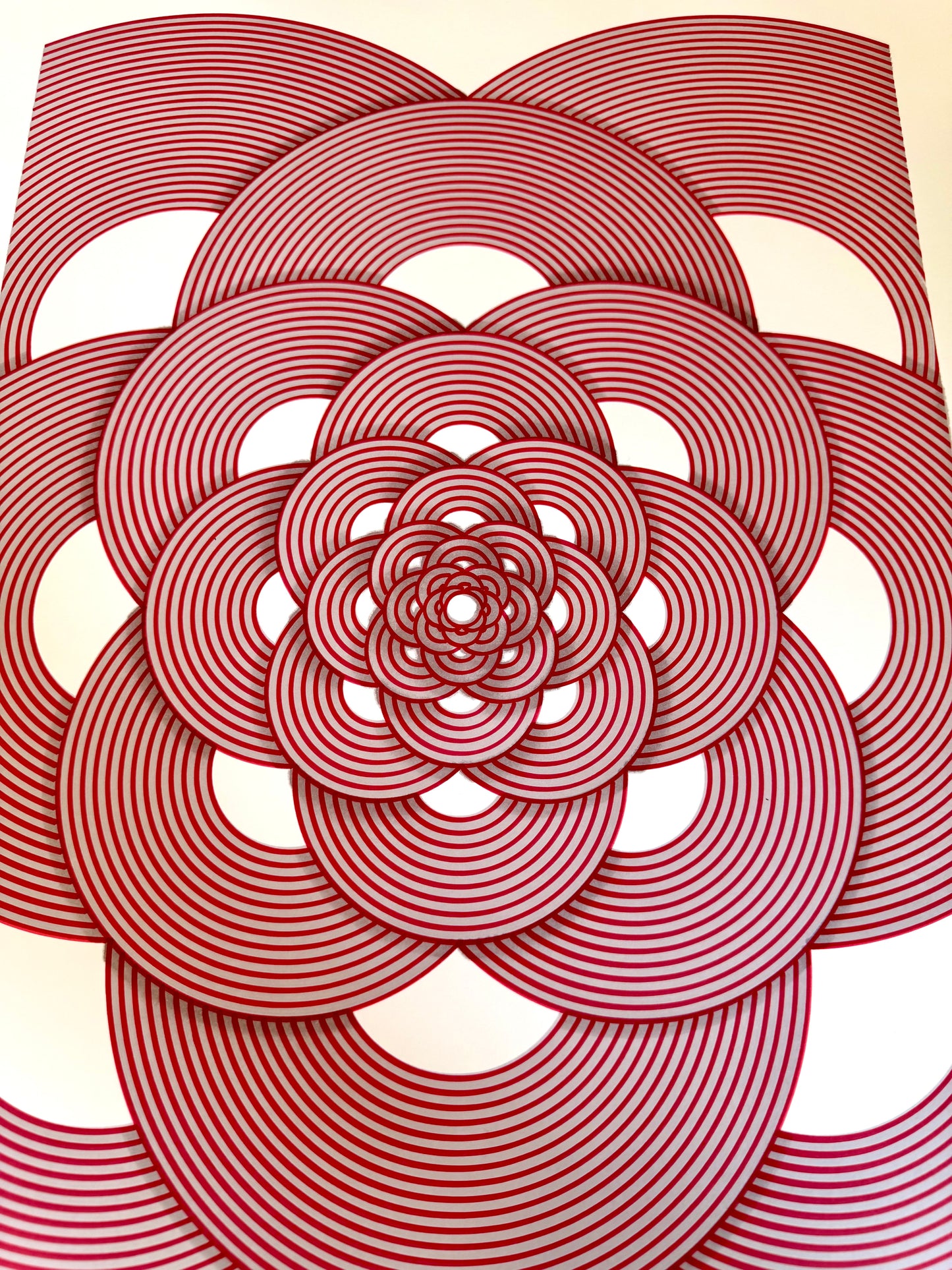 Flower A2 (Red and Grey on White)