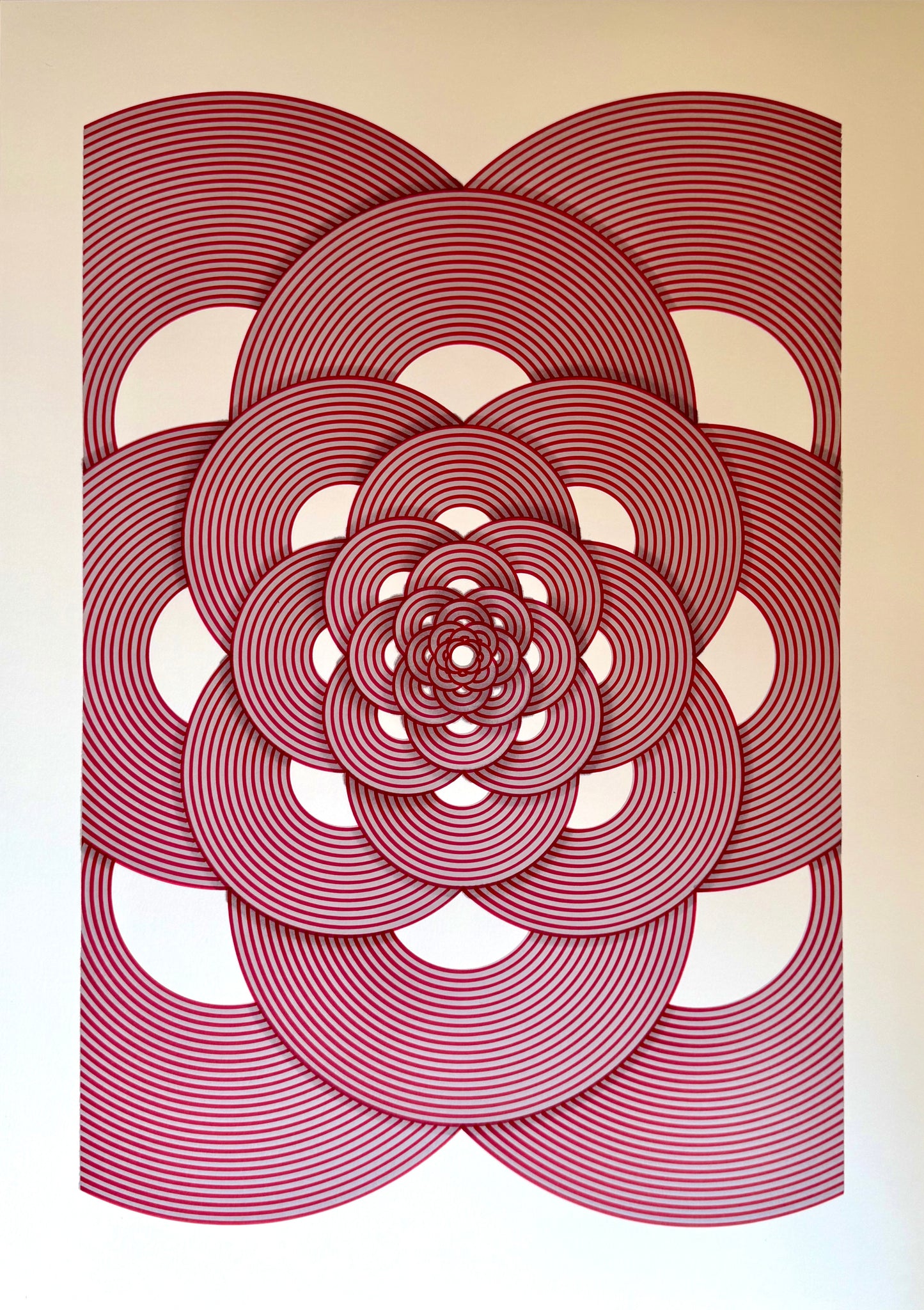 Flower A2 (Red and Grey on White)